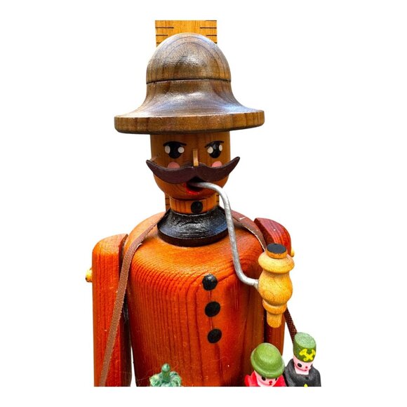 Vtg Erzgenbirge Wooden Incence Smoker Rauchermanner Toy Seller Germany 9.5" - Picture 8 of 9